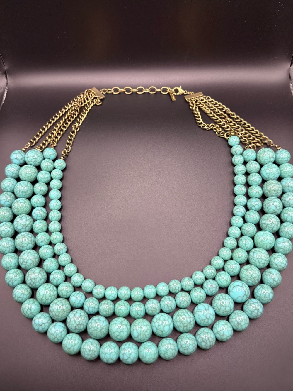 Sugarfix By Baublebar Graduated Four Strand Faux Turquoise Necklace in Gold Tone